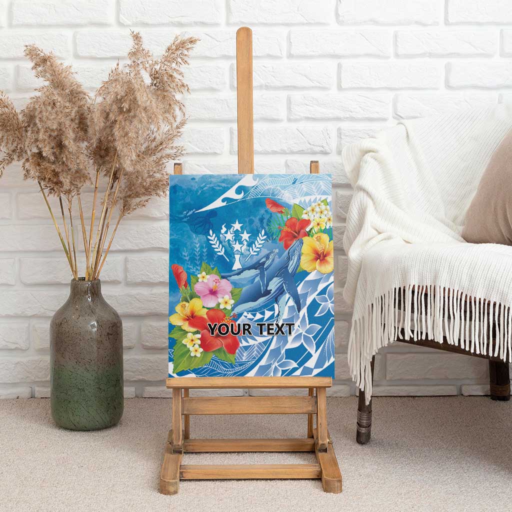Personalised Kosrae States Humpback Whale Canvas Wall Art Polynesian Tropical Flowers LT9 - Polynesian Pride