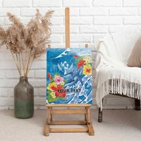Personalised Kosrae States Humpback Whale Canvas Wall Art Polynesian Tropical Flowers LT9 - Polynesian Pride