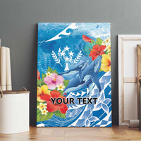 Personalised Kosrae States Humpback Whale Canvas Wall Art Polynesian Tropical Flowers LT9 - Polynesian Pride