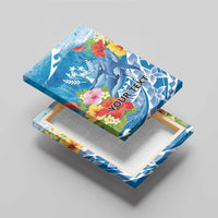 Personalised Kosrae States Humpback Whale Canvas Wall Art Polynesian Tropical Flowers LT9 - Polynesian Pride