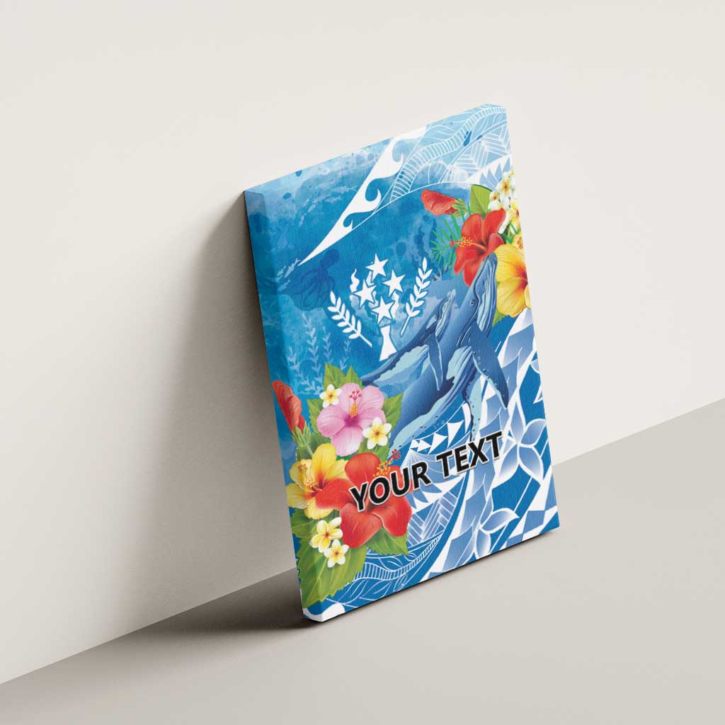 Personalised Kosrae States Humpback Whale Canvas Wall Art Polynesian Tropical Flowers LT9 - Polynesian Pride