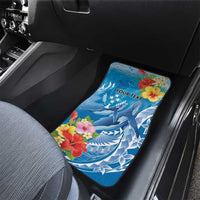 Personalised Kosrae States Humpback Whale Car Mats Polynesian Tropical Flowers LT9 - Polynesian Pride