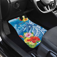 Personalised Kosrae States Humpback Whale Car Mats Polynesian Tropical Flowers LT9 - Polynesian Pride
