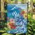 Personalised Kosrae States Humpback Whale Garden Flag Polynesian Tropical Flowers