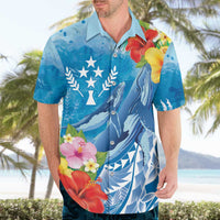 Personalised Kosrae States Humpback Whale Hawaiian Shirt Polynesian Tropical Flowers LT9 - Polynesian Pride