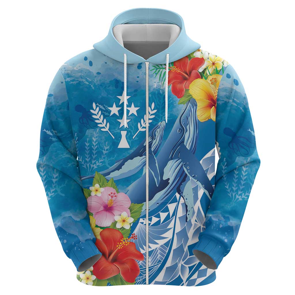 Personalised Kosrae States Humpback Whale Hoodie Polynesian Tropical Flowers LT9 - Polynesian Pride