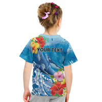 Personalised Kosrae States Humpback Whale Kid T Shirt Polynesian Tropical Flowers LT9 - Polynesian Pride