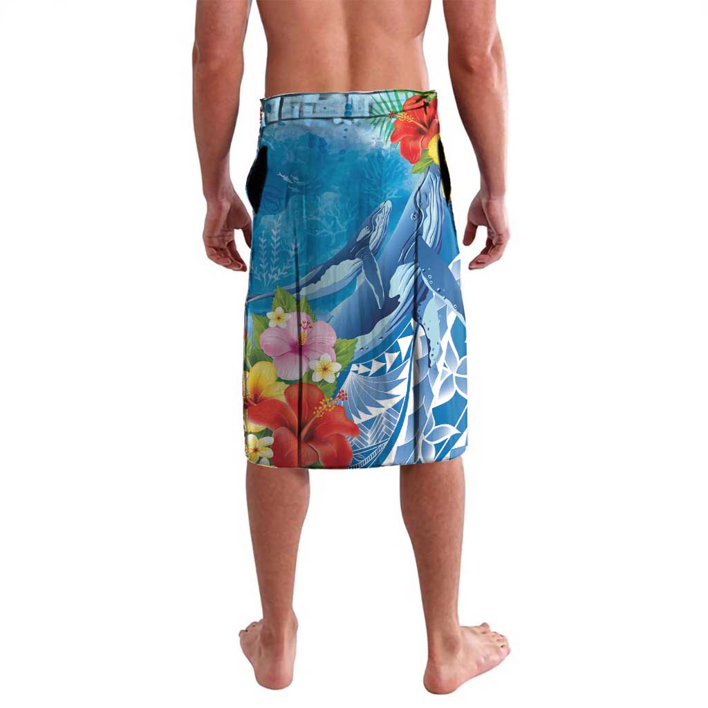 Personalised Kosrae States Humpback Whale Lavalava Polynesian Tropical Flowers LT9 - Polynesian Pride