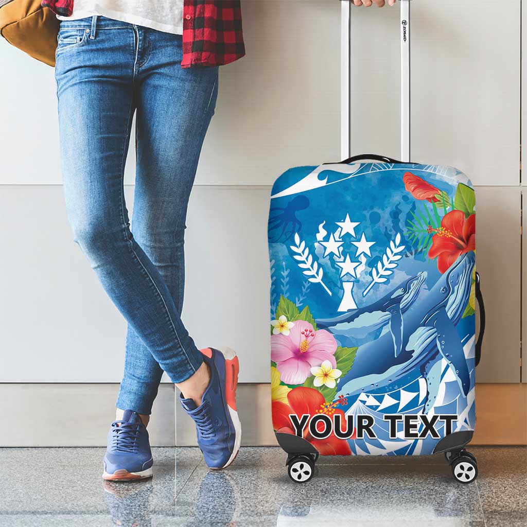 Personalised Kosrae States Humpback Whale Luggage Cover Polynesian Tropical Flowers LT9 - Polynesian Pride