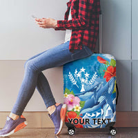 Personalised Kosrae States Humpback Whale Luggage Cover Polynesian Tropical Flowers LT9 - Polynesian Pride