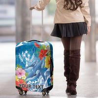 Personalised Kosrae States Humpback Whale Luggage Cover Polynesian Tropical Flowers LT9 - Polynesian Pride