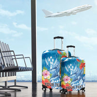 Personalised Kosrae States Humpback Whale Luggage Cover Polynesian Tropical Flowers LT9 - Polynesian Pride