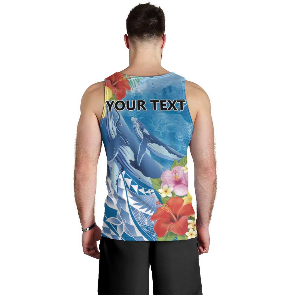 Personalised Kosrae States Humpback Whale Men Tank Top Polynesian Tropical Flowers LT9 - Polynesian Pride