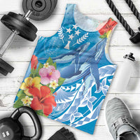 Personalised Kosrae States Humpback Whale Men Tank Top Polynesian Tropical Flowers LT9 - Polynesian Pride