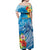 Personalised Kosrae States Humpback Whale Off Shoulder Maxi Dress Polynesian Tropical Flowers