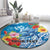 Personalised Kosrae States Humpback Whale Round Carpet Polynesian Tropical Flowers