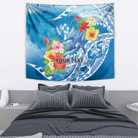 Personalised Kosrae States Humpback Whale Tapestry Polynesian Tropical Flowers LT9 - Polynesian Pride