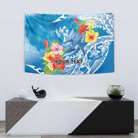 Personalised Kosrae States Humpback Whale Tapestry Polynesian Tropical Flowers LT9 - Polynesian Pride
