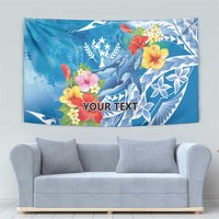 Personalised Kosrae States Humpback Whale Tapestry Polynesian Tropical Flowers LT9 - Polynesian Pride