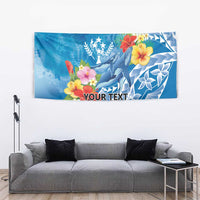 Personalised Kosrae States Humpback Whale Tapestry Polynesian Tropical Flowers LT9 - Polynesian Pride