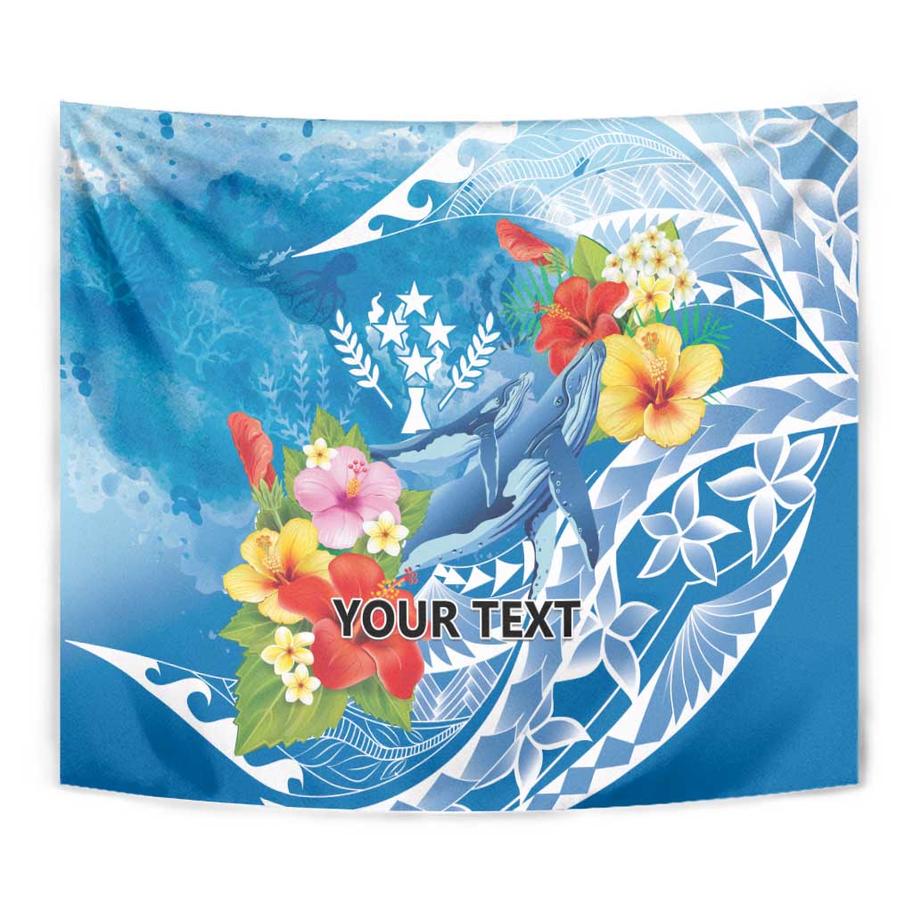 Personalised Kosrae States Humpback Whale Tapestry Polynesian Tropical Flowers LT9 - Polynesian Pride