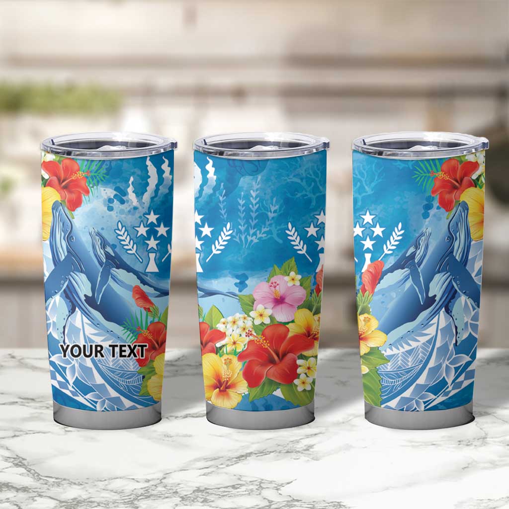 Personalised Kosrae States Humpback Whale Tumbler Cup Polynesian Tropical Flowers LT9 - Polynesian Pride