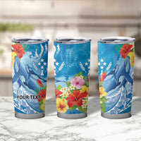 Personalised Kosrae States Humpback Whale Tumbler Cup Polynesian Tropical Flowers LT9 - Polynesian Pride