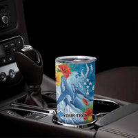 Personalised Kosrae States Humpback Whale Tumbler Cup Polynesian Tropical Flowers LT9 - Polynesian Pride