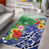 Personalised Pohnpei States Humpback Whale Area Rug Polynesian Tropical Flowers LT9 - Polynesian Pride