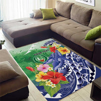 Personalised Pohnpei States Humpback Whale Area Rug Polynesian Tropical Flowers LT9 - Polynesian Pride