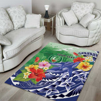 Personalised Pohnpei States Humpback Whale Area Rug Polynesian Tropical Flowers LT9 - Polynesian Pride