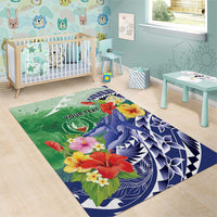 Personalised Pohnpei States Humpback Whale Area Rug Polynesian Tropical Flowers LT9 - Polynesian Pride