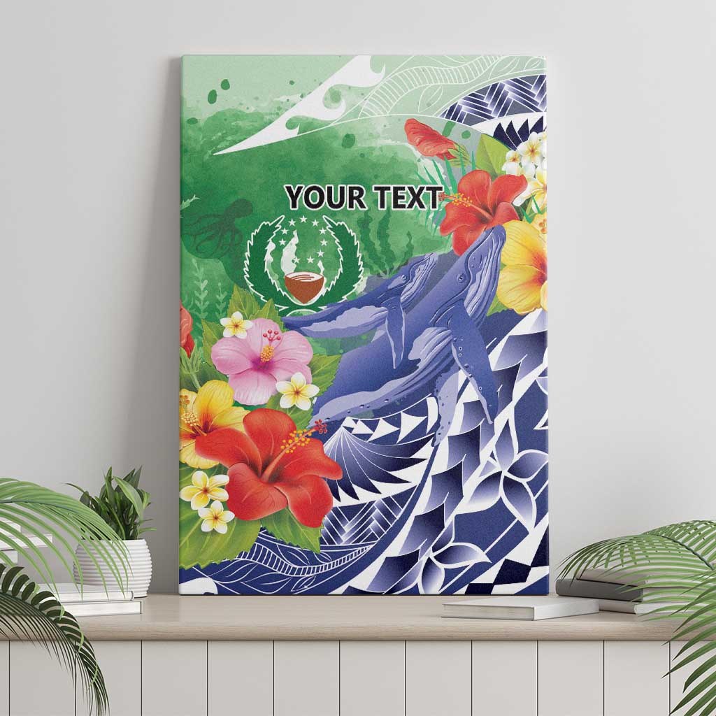 Personalised Pohnpei States Humpback Whale Canvas Wall Art Polynesian Tropical Flowers LT9 - Polynesian Pride