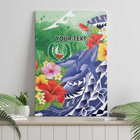 Personalised Pohnpei States Humpback Whale Canvas Wall Art Polynesian Tropical Flowers LT9 - Polynesian Pride