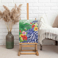 Personalised Pohnpei States Humpback Whale Canvas Wall Art Polynesian Tropical Flowers LT9 - Polynesian Pride