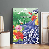 Personalised Pohnpei States Humpback Whale Canvas Wall Art Polynesian Tropical Flowers LT9 - Polynesian Pride