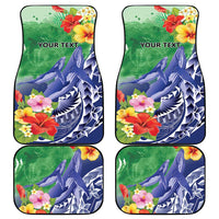 Personalised Pohnpei States Humpback Whale Car Mats Polynesian Tropical Flowers LT9 - Polynesian Pride