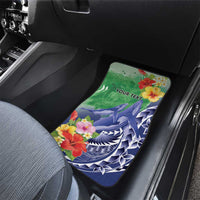 Personalised Pohnpei States Humpback Whale Car Mats Polynesian Tropical Flowers LT9 - Polynesian Pride