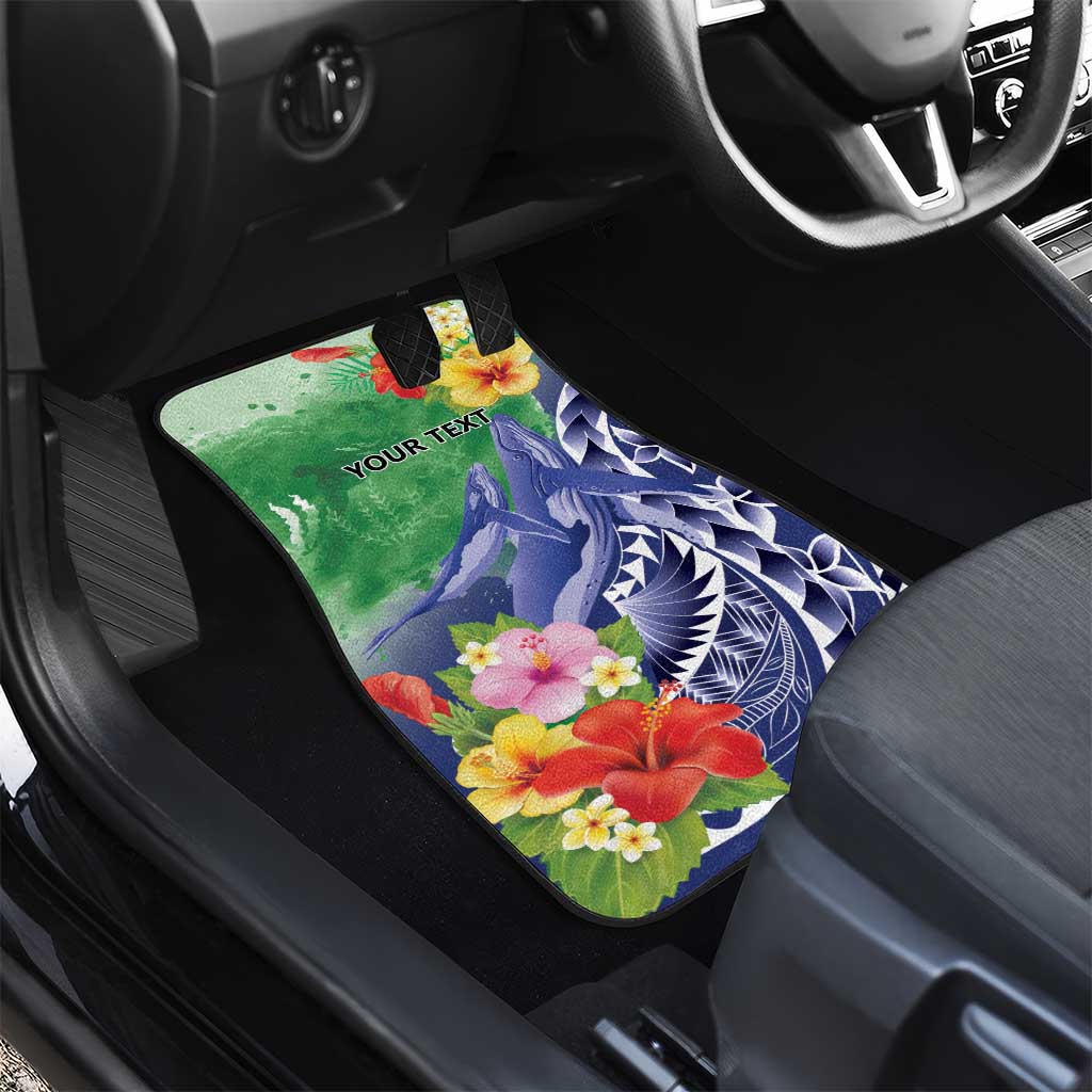 Personalised Pohnpei States Humpback Whale Car Mats Polynesian Tropical Flowers LT9 - Polynesian Pride