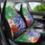 Personalised Pohnpei States Humpback Whale Car Seat Cover Polynesian Tropical Flowers