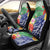 Personalised Pohnpei States Humpback Whale Car Seat Cover Polynesian Tropical Flowers