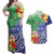 Personalised Pohnpei States Humpback Whale Couples Matching Off Shoulder Maxi Dress and Hawaiian Shirt Polynesian Tropical Flowers