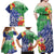 Personalised Pohnpei States Humpback Whale Family Matching Off Shoulder Maxi Dress and Hawaiian Shirt Polynesian Tropical Flowers