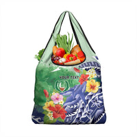 Personalised Pohnpei States Humpback Whale Grocery Bag Polynesian Tropical Flowers LT9 1-pack One Size Blue - Polynesian Pride