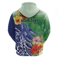 Personalised Pohnpei States Humpback Whale Hoodie Polynesian Tropical Flowers LT9 - Polynesian Pride