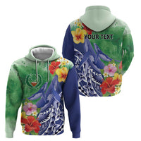 Personalised Pohnpei States Humpback Whale Hoodie Polynesian Tropical Flowers LT9 - Polynesian Pride