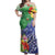 Personalised Pohnpei States Humpback Whale Off Shoulder Maxi Dress Polynesian Tropical Flowers