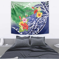 Personalised Pohnpei States Humpback Whale Tapestry Polynesian Tropical Flowers LT9 - Polynesian Pride