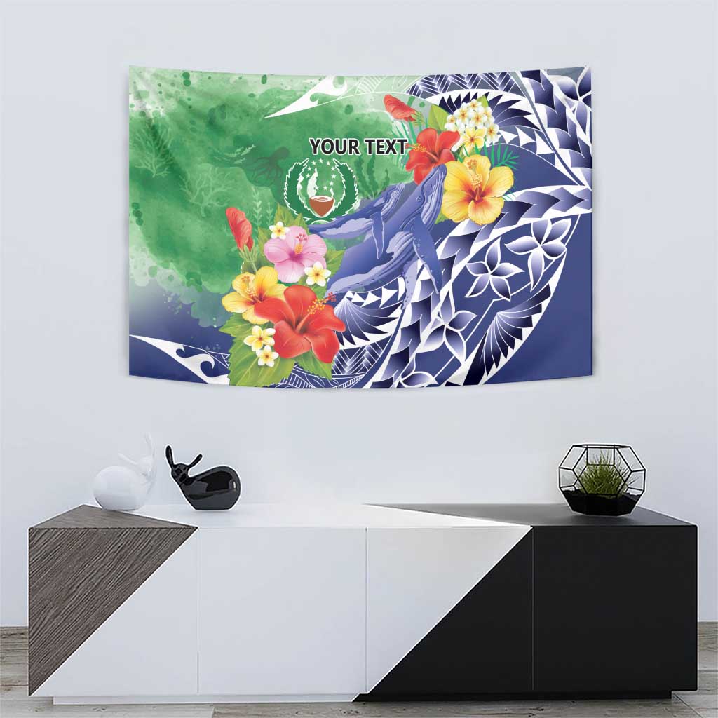 Personalised Pohnpei States Humpback Whale Tapestry Polynesian Tropical Flowers LT9 - Polynesian Pride