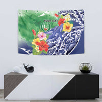 Personalised Pohnpei States Humpback Whale Tapestry Polynesian Tropical Flowers LT9 - Polynesian Pride